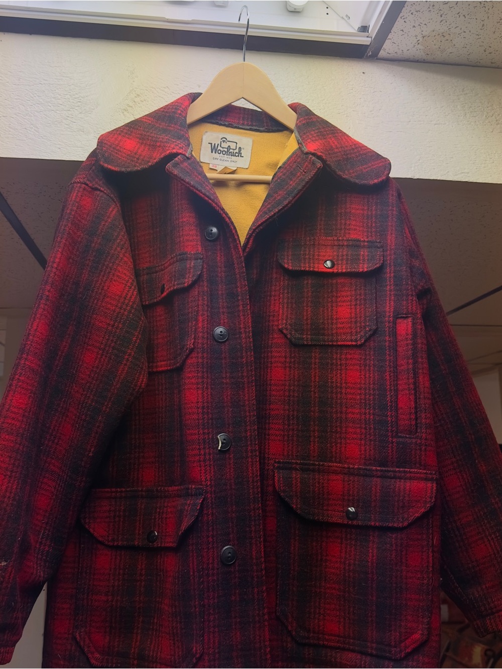 Woolrich Red and Black Plaid Wool Field Jacket